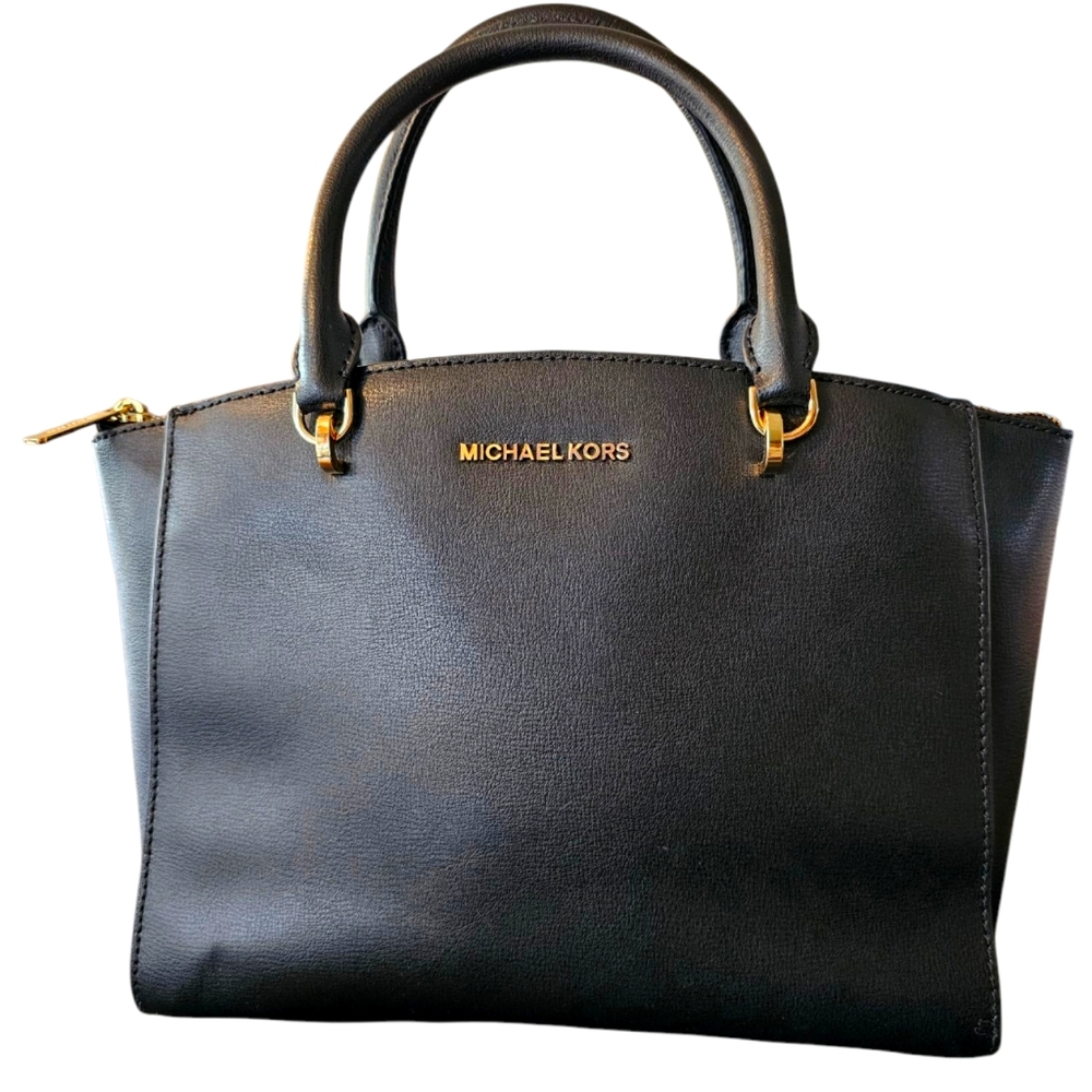 Michael Kors Ellis Satchel Black Saffiano Leather